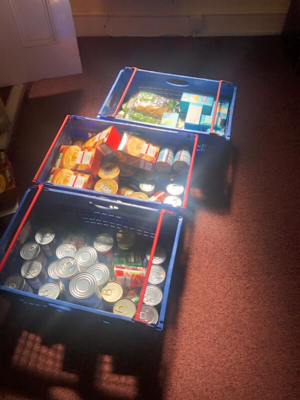 Cans of donated food