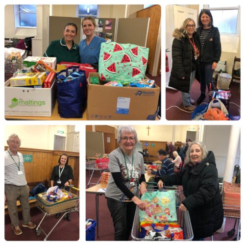 a collage of photos of foodbank donations