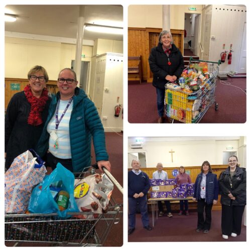 a collage of photos of foodbank donations